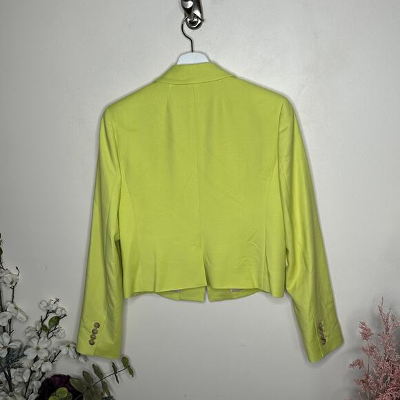J. CREW COLLECTION Cropped Blazer City Drapey Twill Pale Kiwi Green Yellow {XX3} - Picture 5 of 8